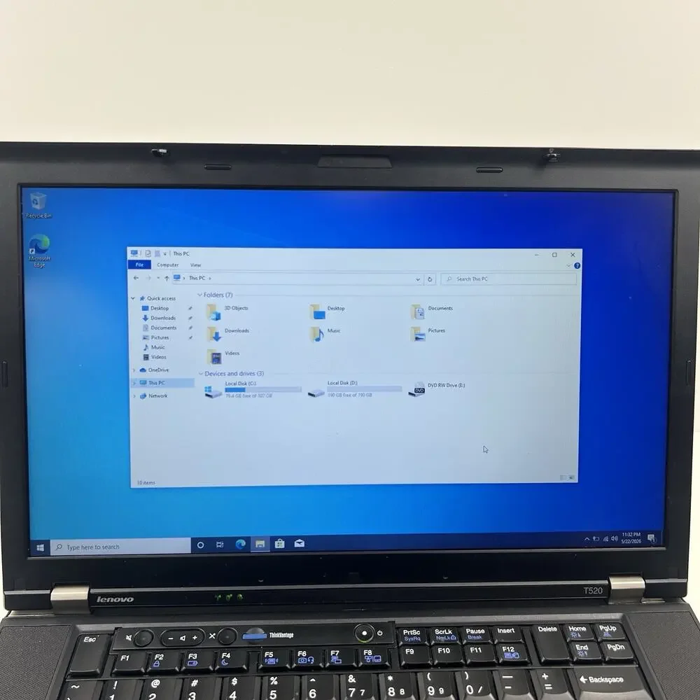 Lenovo ThinkPad T520 Intel i7-2640M 8GB 320GB HDD Win 10 w/ Charger|ELP75, READ